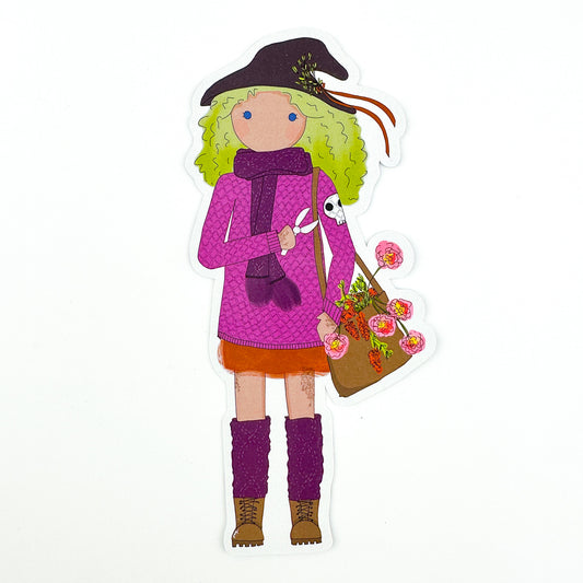 Witchy Gardener Girl Bookmark