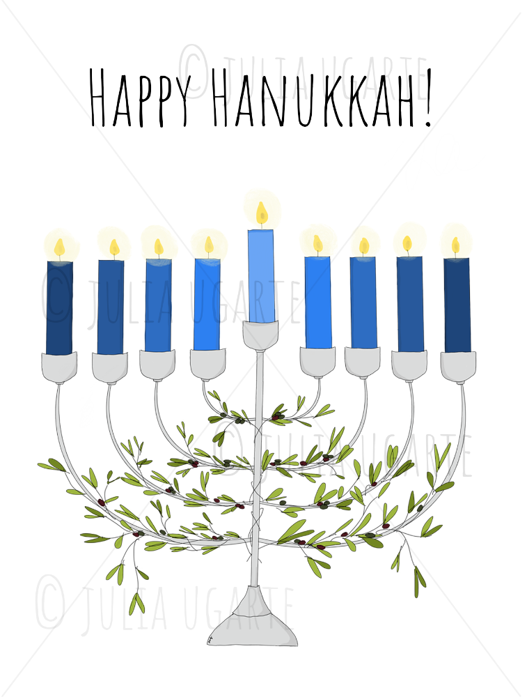 Happy Hanukkah Menorah Holiday Card