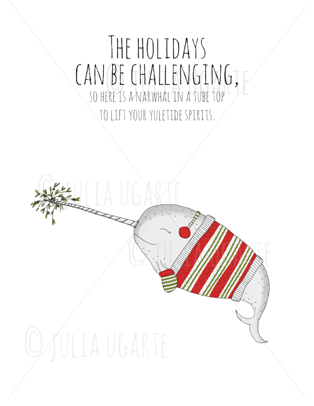 Festive Narwhal Holiday Card