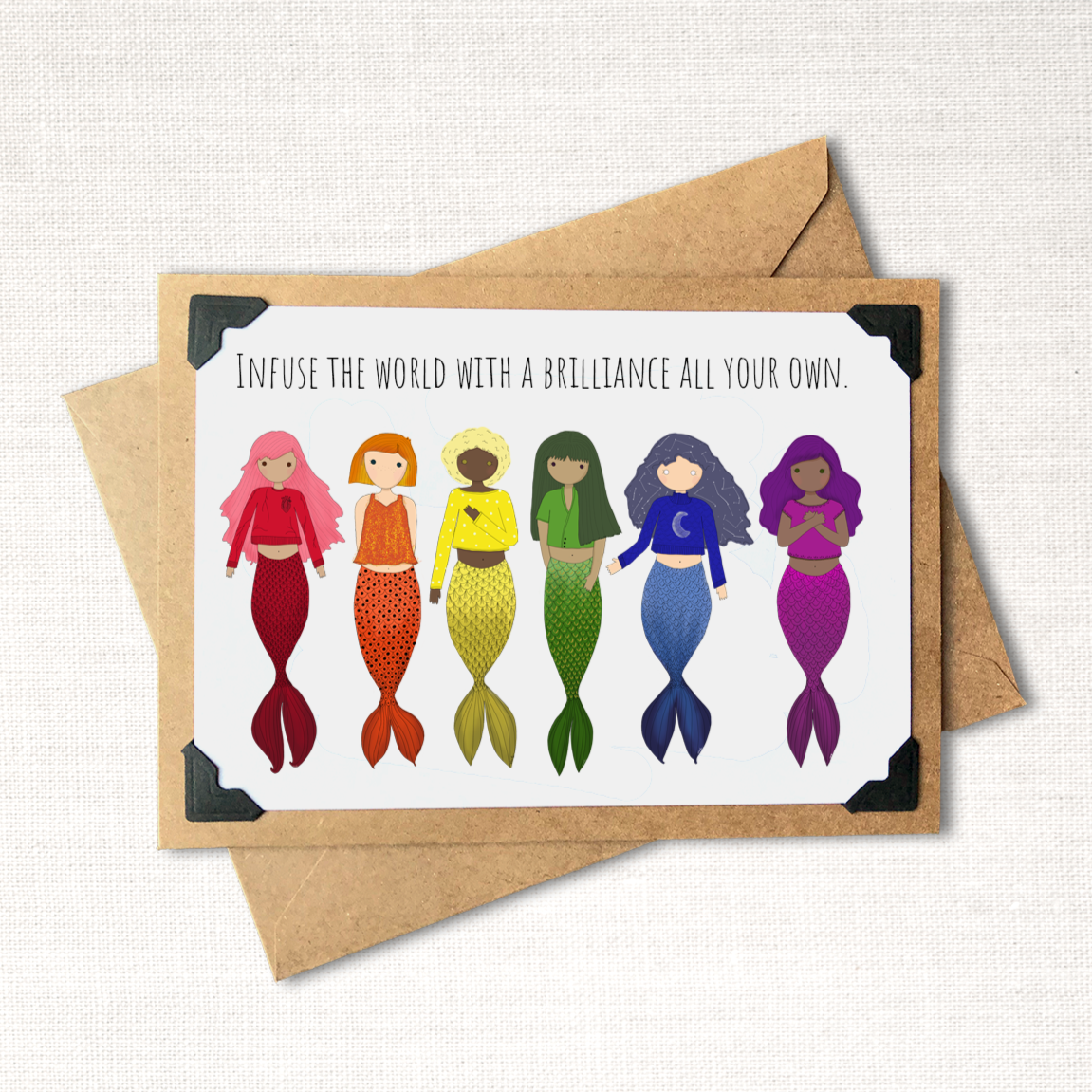Infuse the World with a Brilliance All Your Own Rainbow Mermaids Note Card