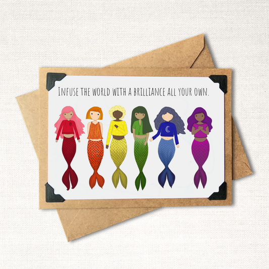 Infuse the World with a Brilliance All Your Own Rainbow Mermaids Note Card
