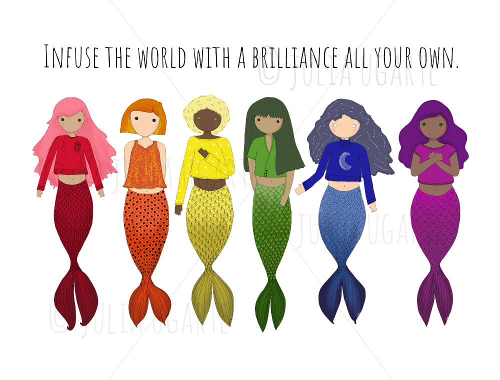 Infuse the World with a Brilliance All Your Own Rainbow Mermaids Note Card