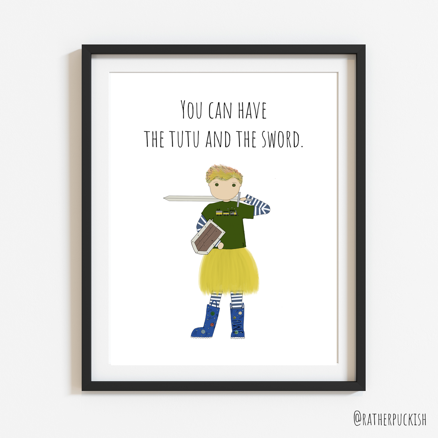 You Can Have the Tutu and Sword (yellow tutu) 8x10 Print