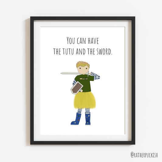 You Can Have the Tutu and Sword (yellow tutu) 8x10 Print