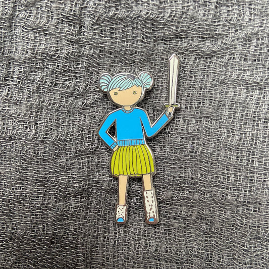 Blue Tutu and Sword Enamel Pin